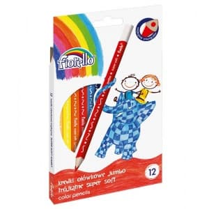 Creioane colorate Fiorello Jumbo Soft 170-2218, triunghiulare, 12 culori, blister carton