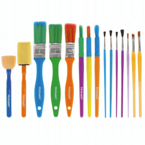 Pensula Prima Art 382499, varf rotund, lat, lat oblic, evantai, pentru copii, blister 15 buc