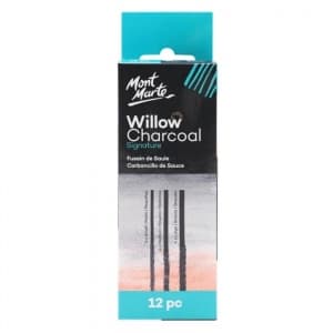 Carbune natural Mont Marte, din salcie, 3 grosimi, set 12 buc, MCG0057