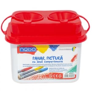Pahar pictura Nebo, cu capac, cu suport pensule, 2 compartimente, 16027