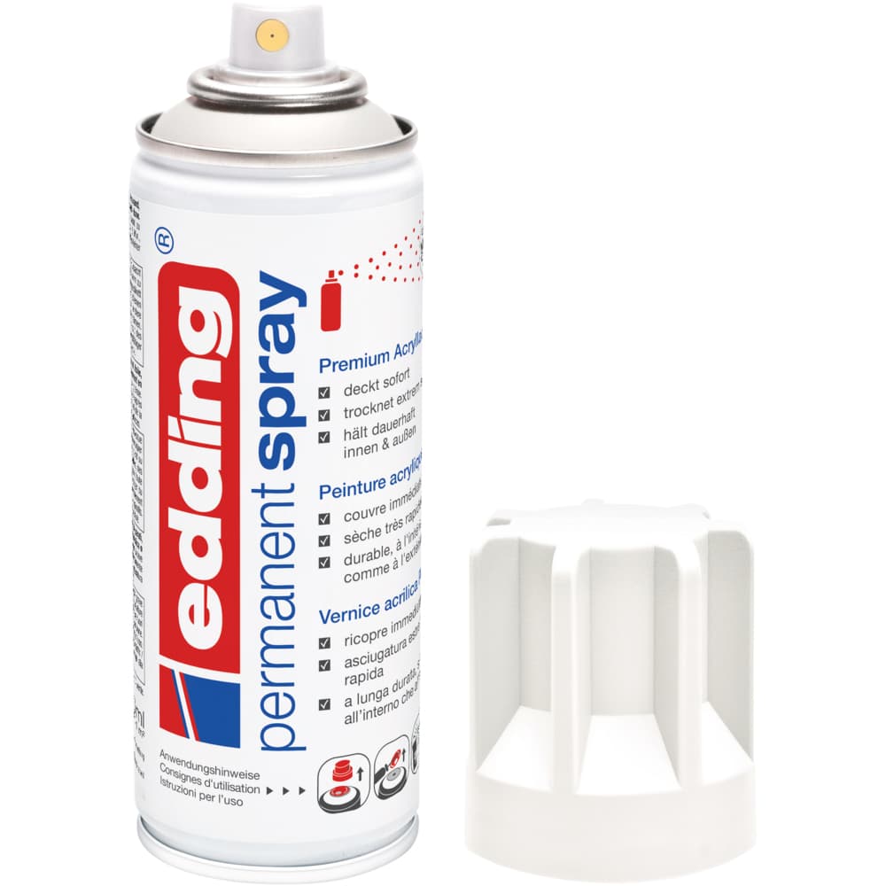 Spray vopsea acrilica Edding 5200, alb mat, uscare rapida, 200 ml, rezistent la intemperii