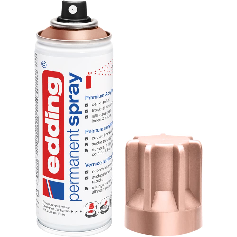 Spray vopsea acrilica Edding 5200, rose-gold mat, 200 ml, uscare rapida, rezistent la zgarieturi