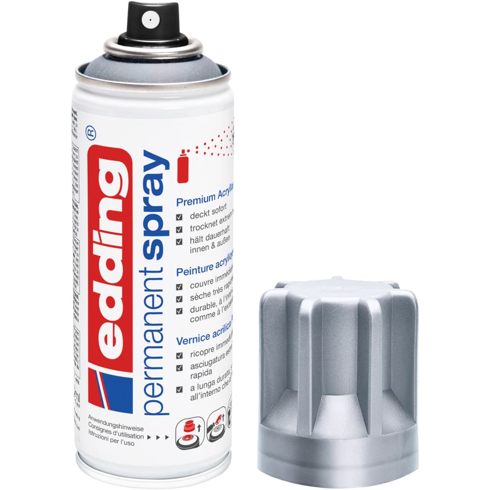 Spray vopsea acrilica Edding 5200, argintiu mat, acrilic, 200 ml