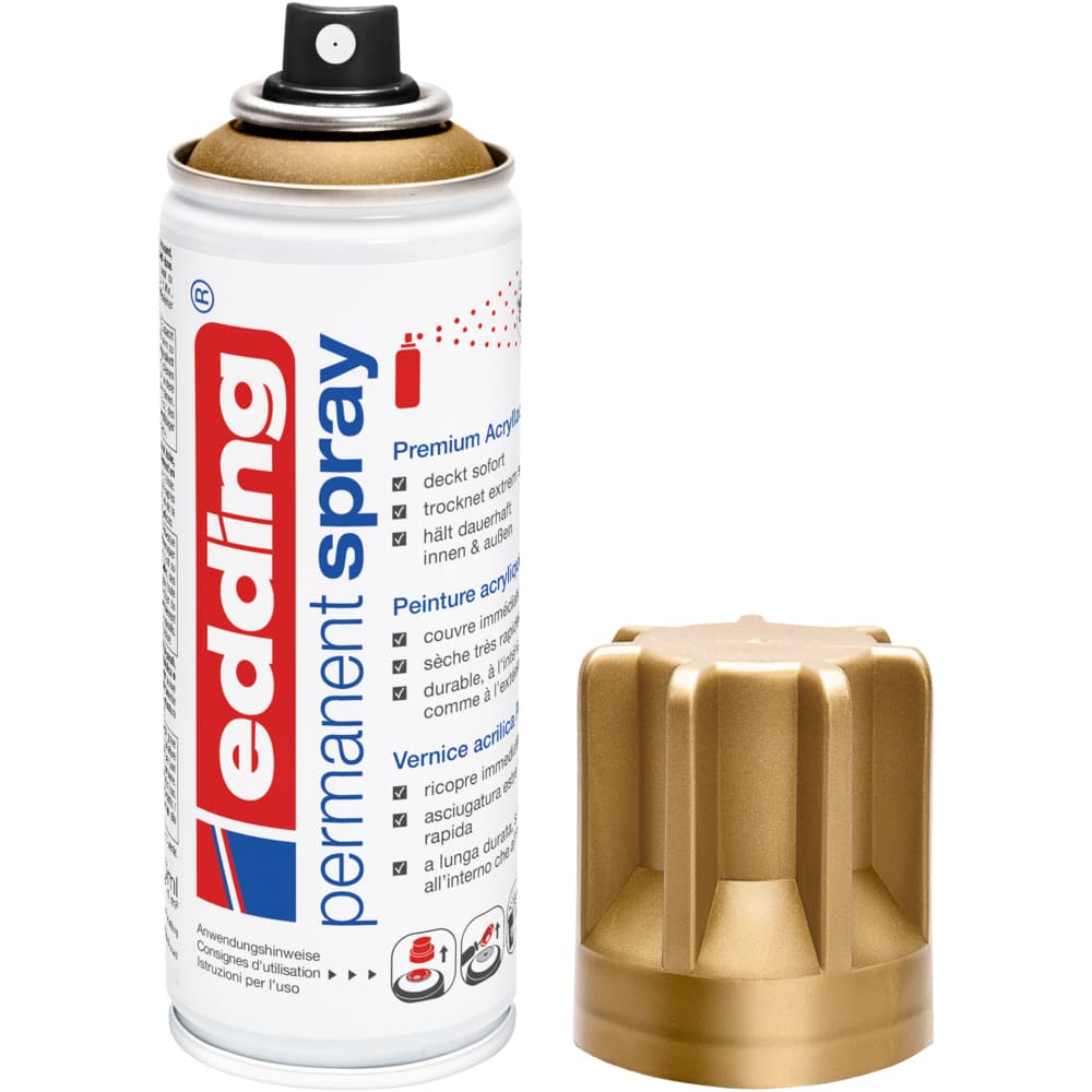Spray vopsea acrilica Edding 5200, auriu mat, 200 ml, uscare rapida