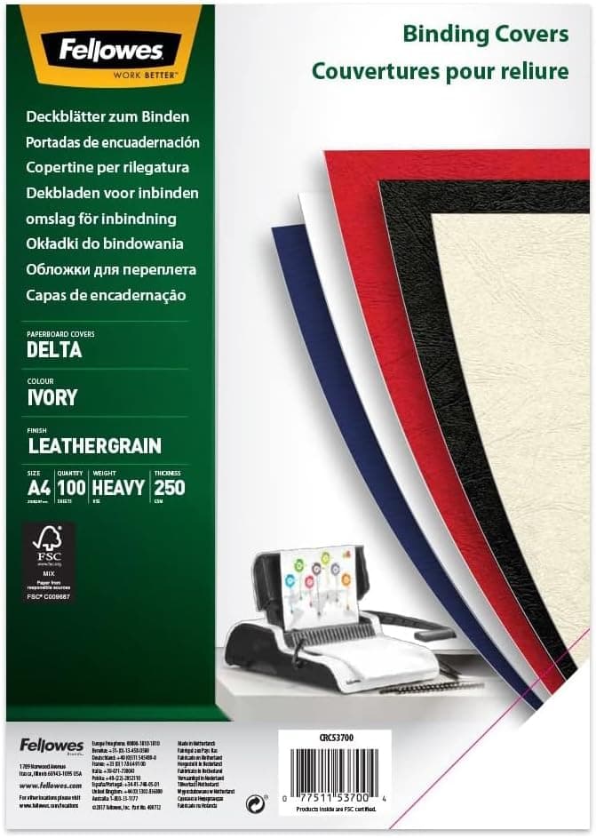 COPERTI CARTON A4 CREM 100/TOP FELLOWES