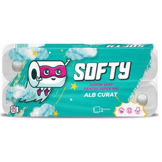 Hartie igienica 2 straturi, alba, Softy, 12m