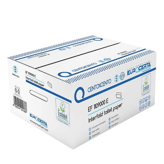 Hartie igienica pliata bulk-pack, 2 straturi, alba, Eurocarta, Cento X Cento