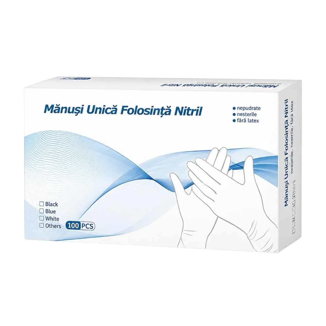 Mănuși de unică folosință din nitril, mărime L, 100 bucăți/set