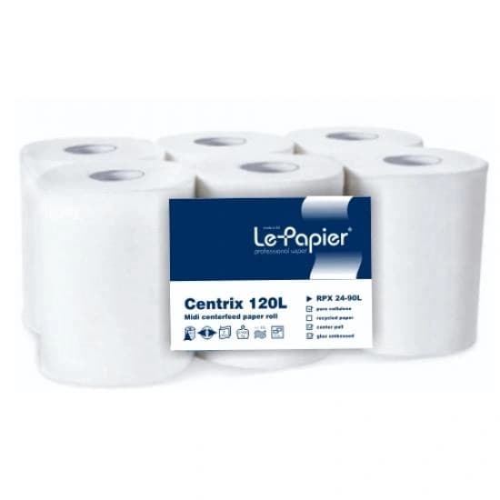 Rola prosop hartie derulare centrala 2 straturi, alba, LePapier, 115m