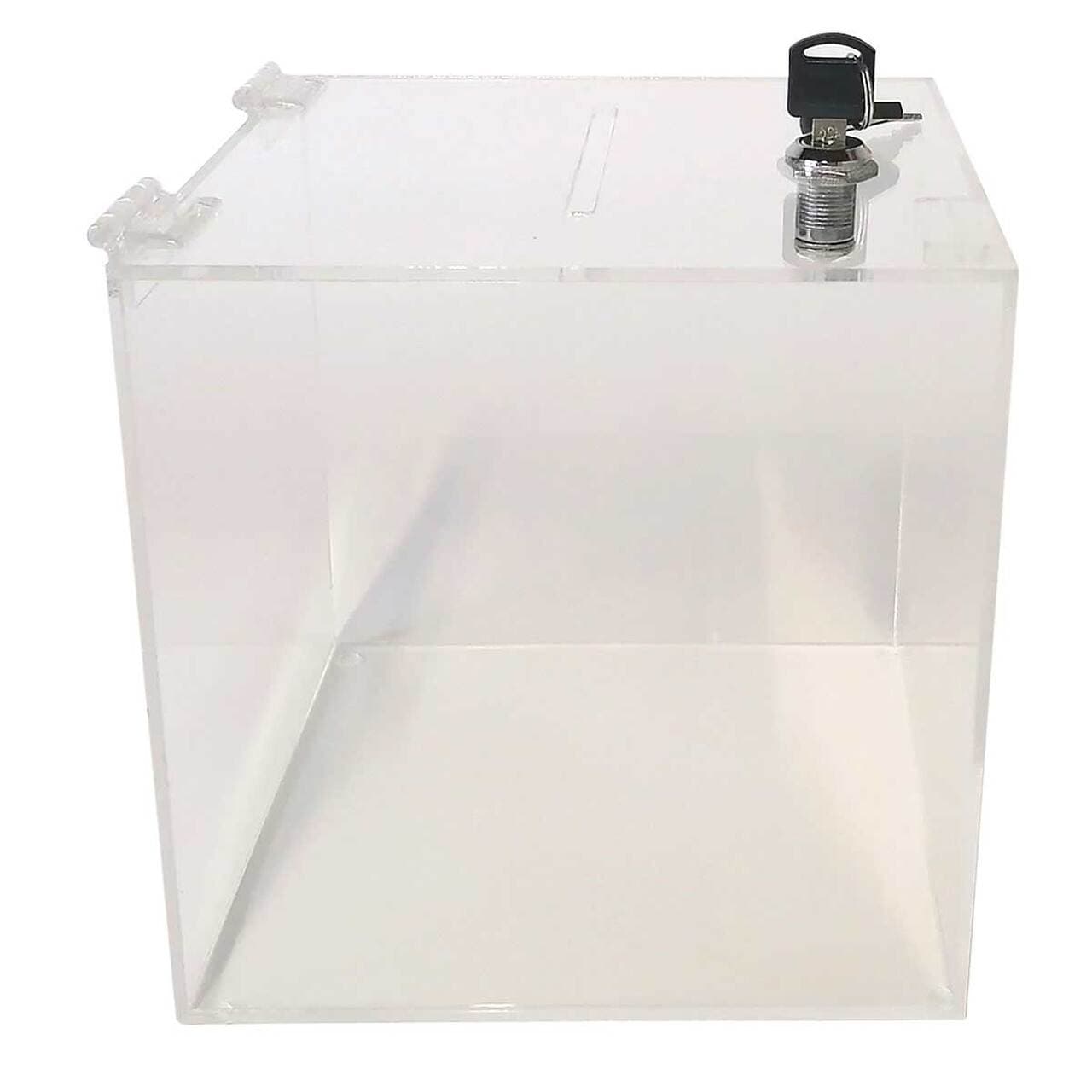 Urna transparenta din plexiglas, cutie pentru donatii, JJ DISPLAYS, 150 mm