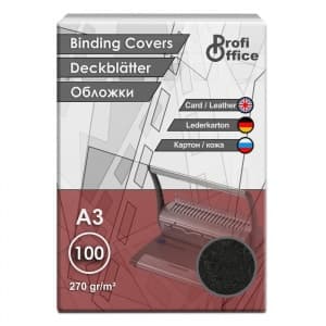 Coperta indosariere A3 ProfiOffice, carton negru, imitatie piele, 270g/mp, top cu 100 coli
