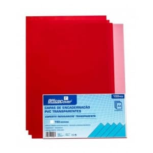 Coperta indosariere A4 Office Cover, PVC rosu, transparent, 0.15mm, top cu 100 coli