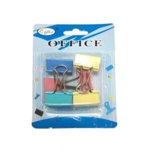 Clipsuri metalice Office Cover 5026, 25mm, diverse culori, blister 6 buc