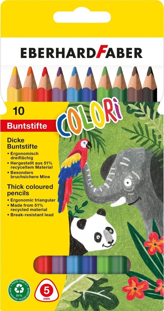 CREIOANE COLORATE PLASTIC JUMBO 10 CULORI EBERHARD FABER