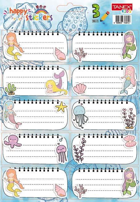 ETICHETE SCOLARE 30/SET MERMAIDS TLS-828 TANEX