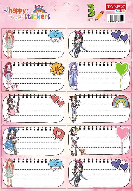 ETICHETE SCOLARE 30/SET GIRLS TLS-826 TANEX