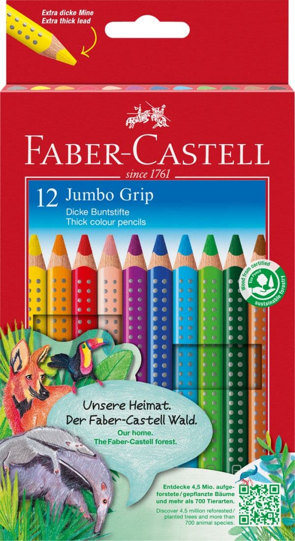 CREIOANE COLORATE 12 CULORI JUMBO GRIP FABER-CASTELL