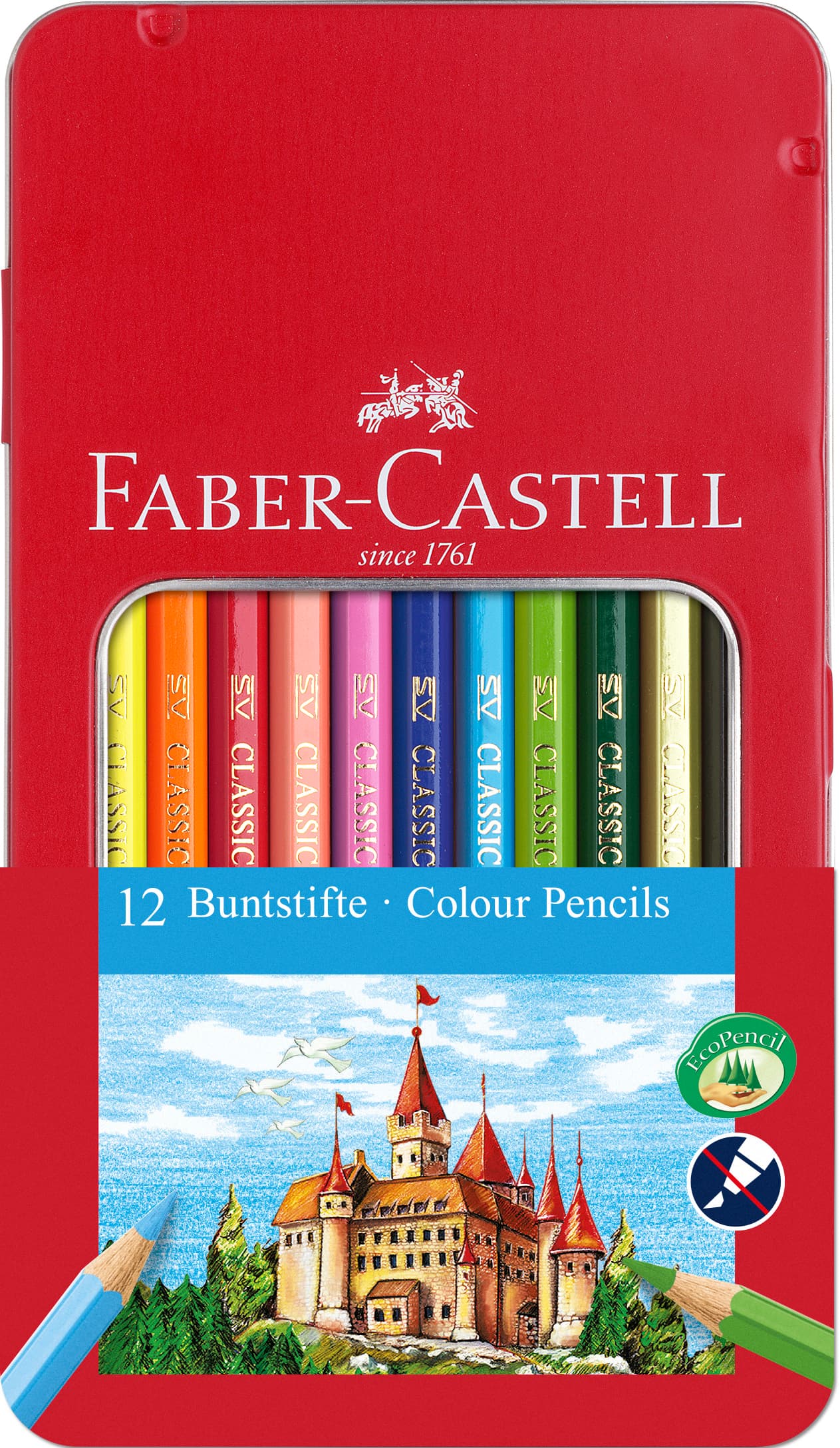 CREIOANE COLORATE 12 CULORI CUTIE METAL-2 FABER-CASTELL