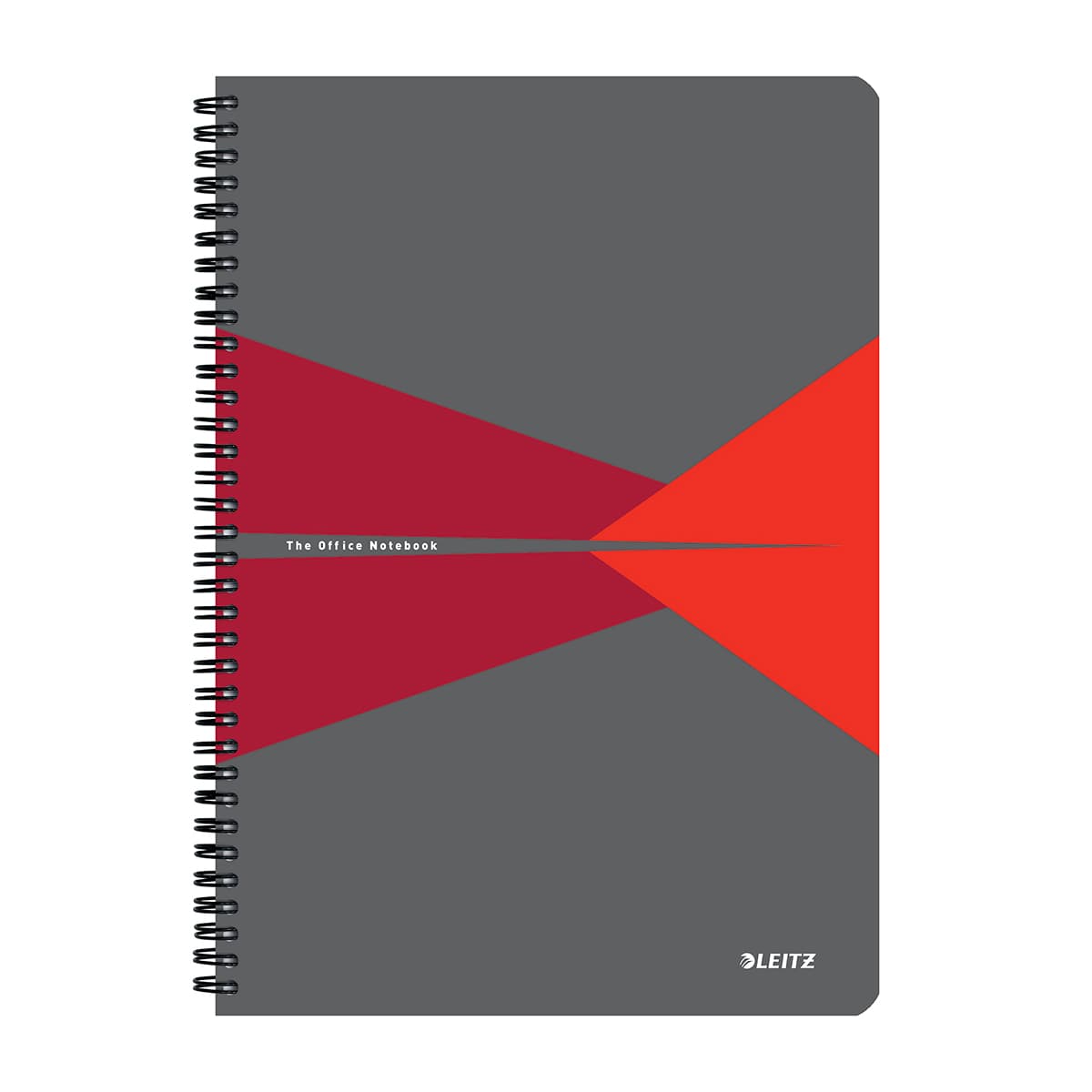 Caiet de birou Leitz Office, PP, A4, cu spira, matematica, rosu