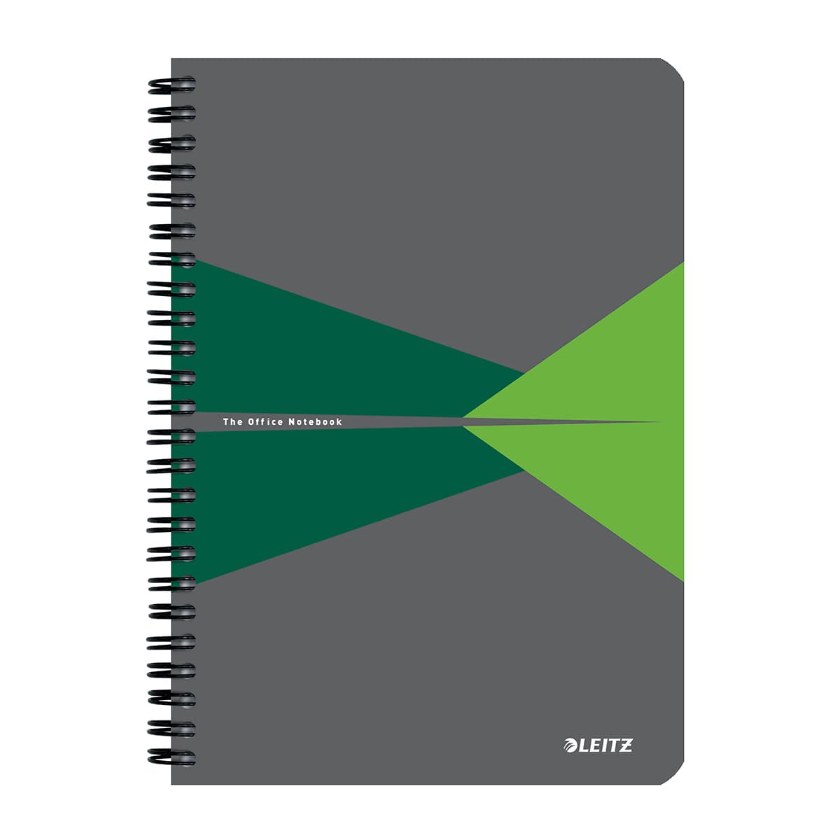 Caiet cu spira A5 Leitz Office, PP reciclabil FSC, 90f, matematica, verde