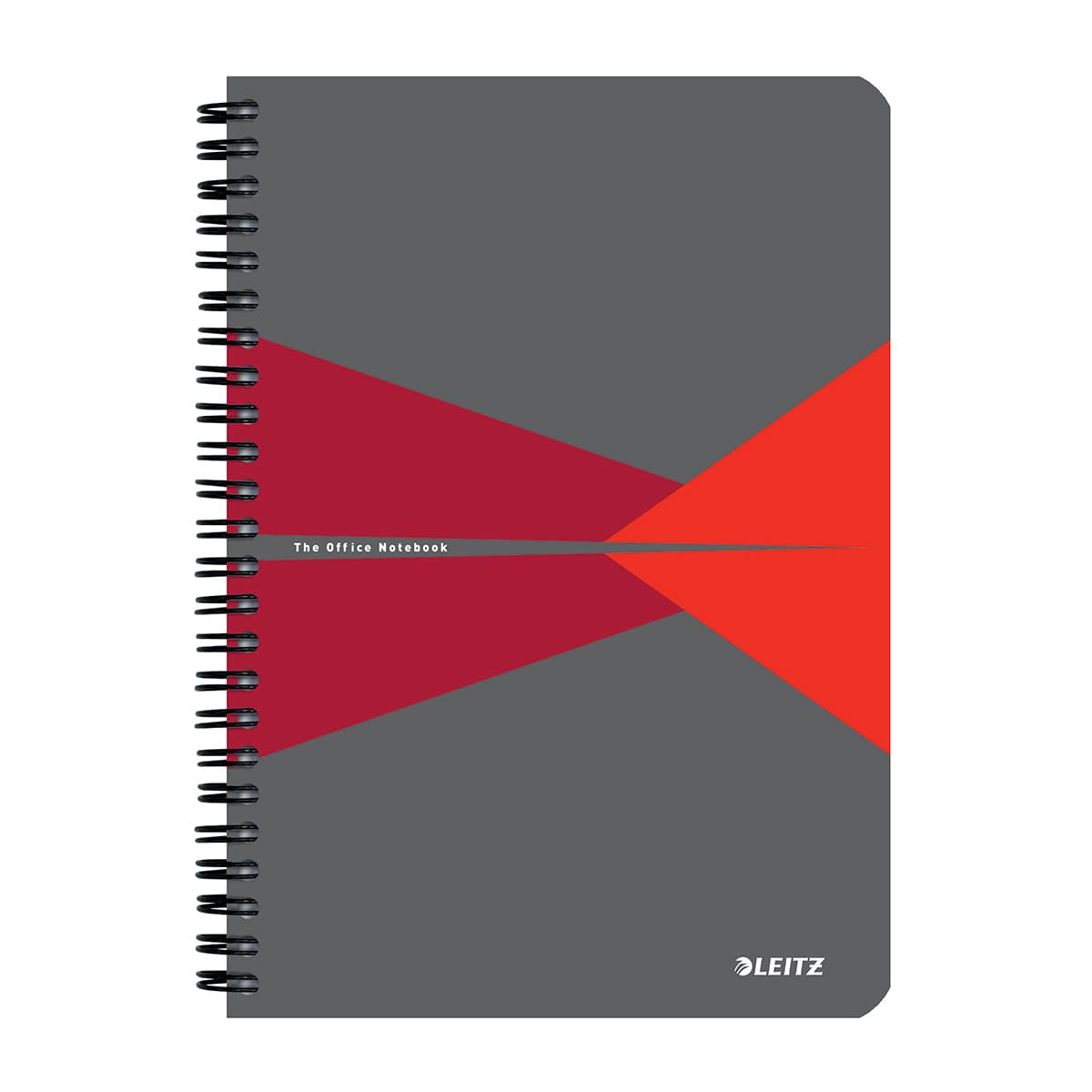 Caiet cu spira A5 Leitz Office, carton laminat FSC, 90f, matematica, rosu