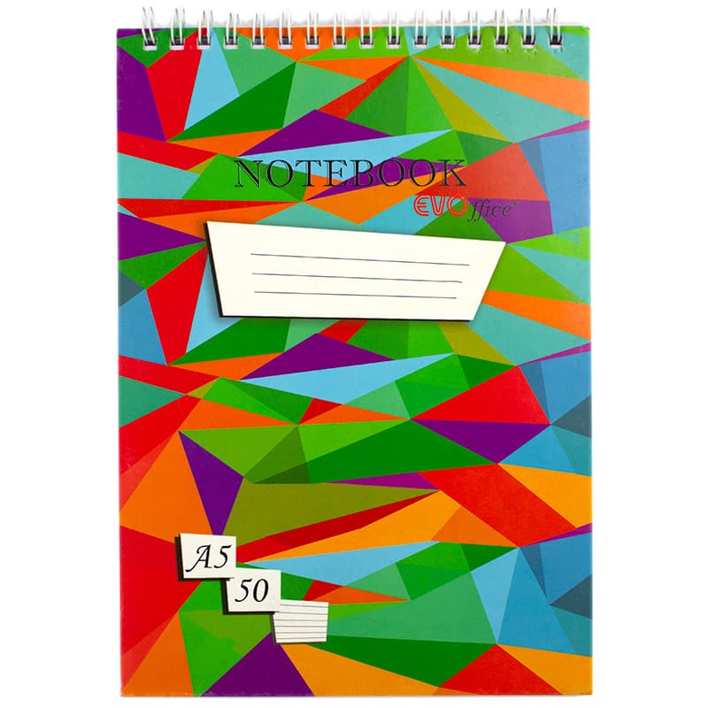 Bloc notes cu spira A5, 50 file, dictando, coperta lucioasa policromie, spira metalica