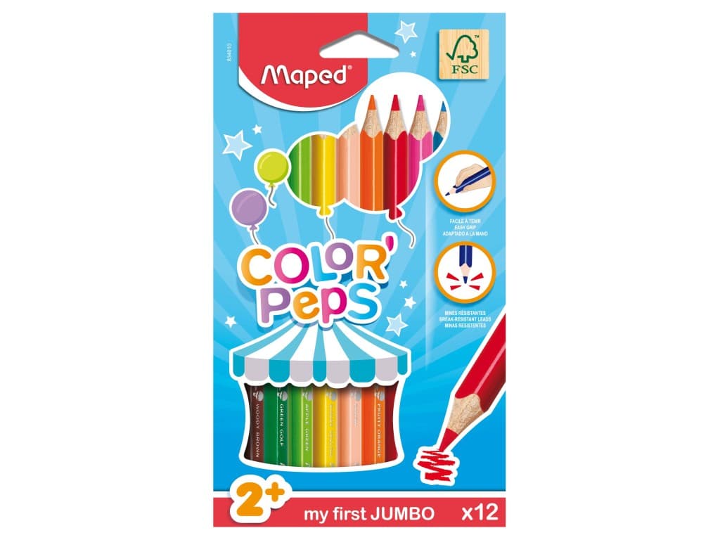 Creioane colorate Maped Color’Peps My First Jumbo 12 culori/set FSC