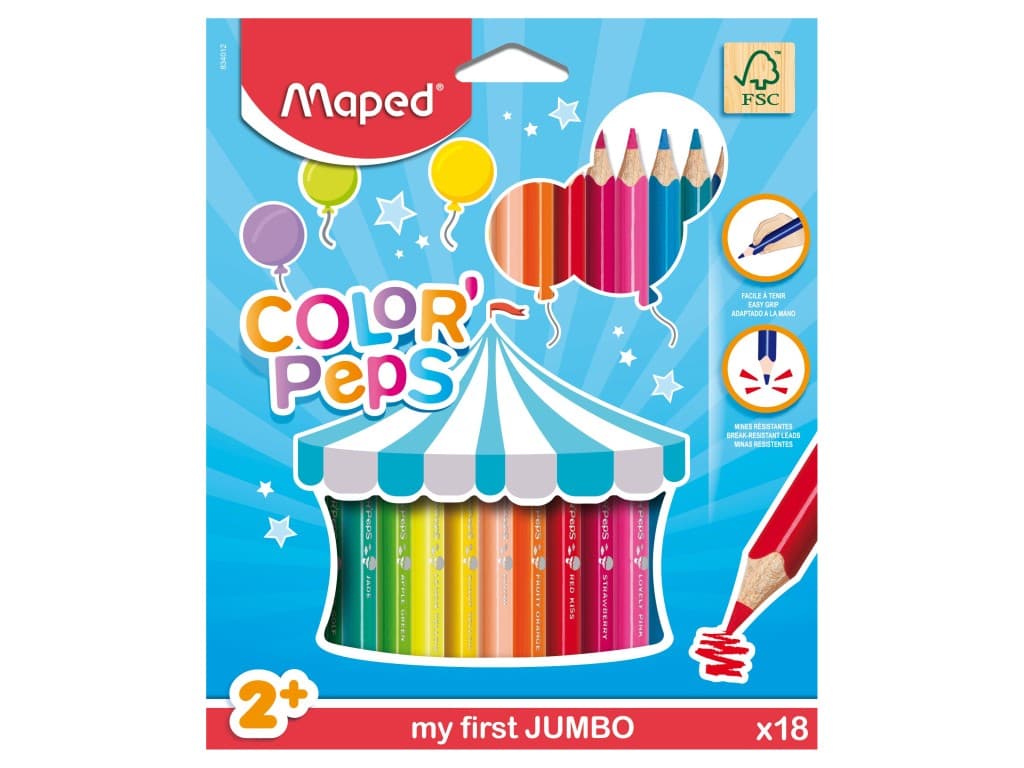 Creioane colorate Maped Color’Peps My First Jumbo 18 culori/set FSC