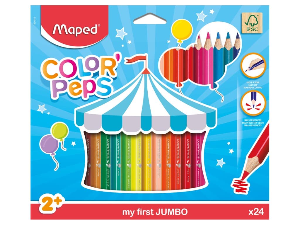 Creioane colorate Maped Color’Peps My First Jumbo 24 culori/set FSC