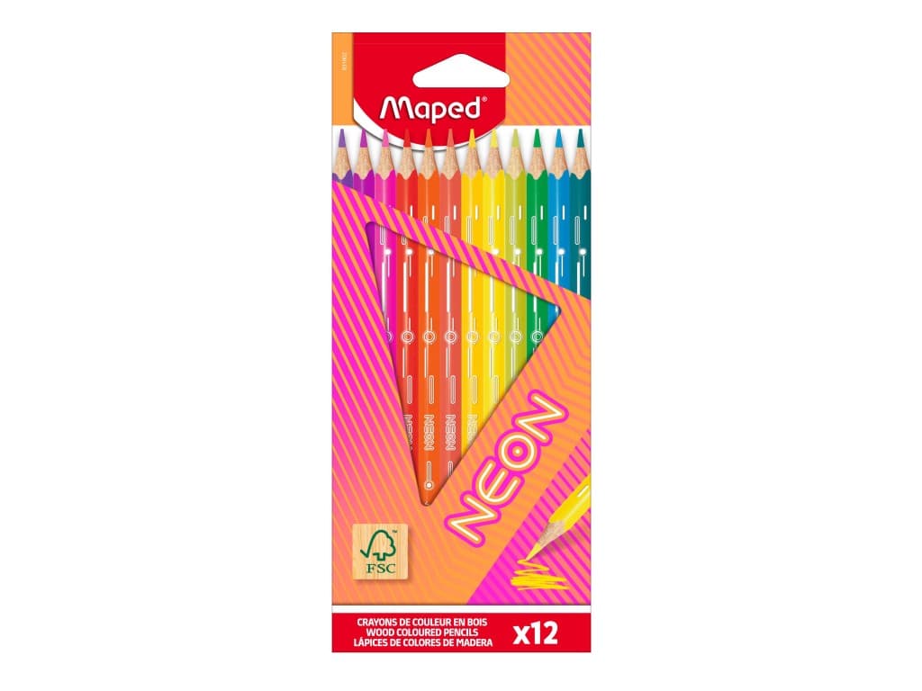 Creioane colorate Maped Color’Peps Neon 12 culori/set FSC