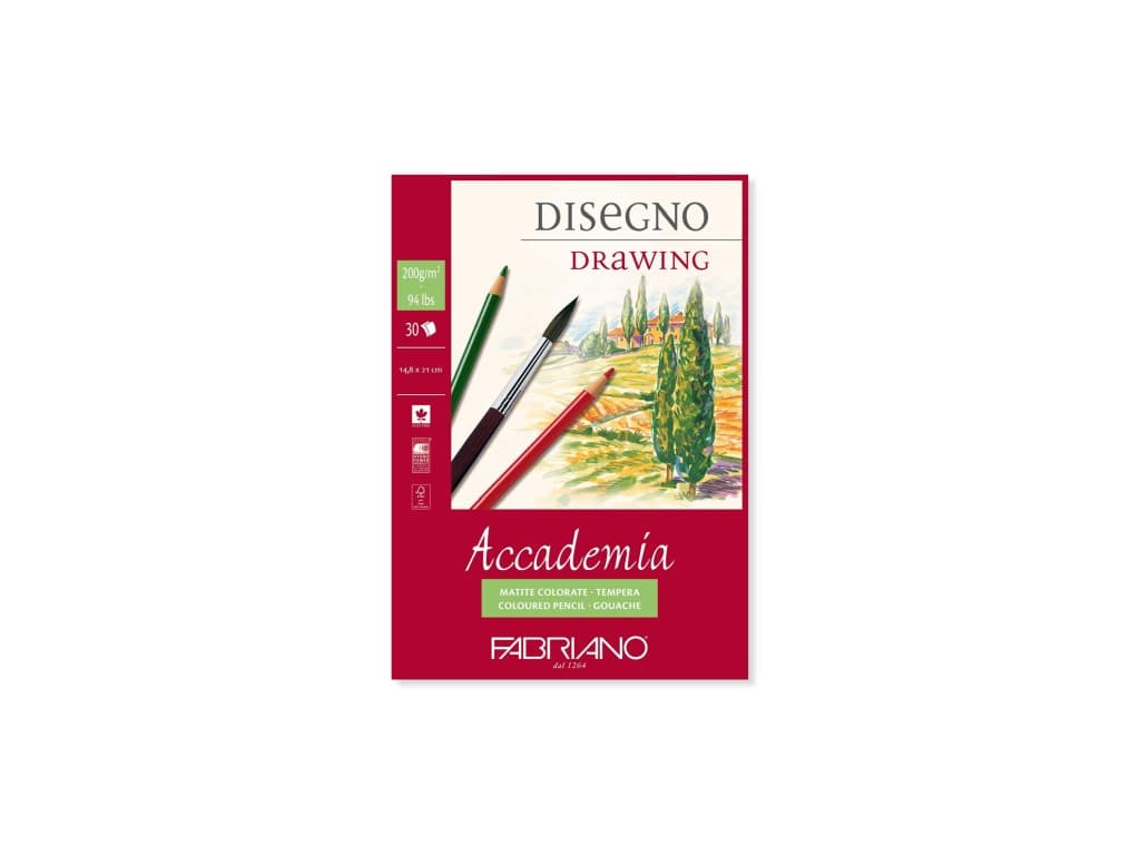 Bloc desen Accademia Disegno, A5, 200 g, 30 file, fără spirală Fabriano