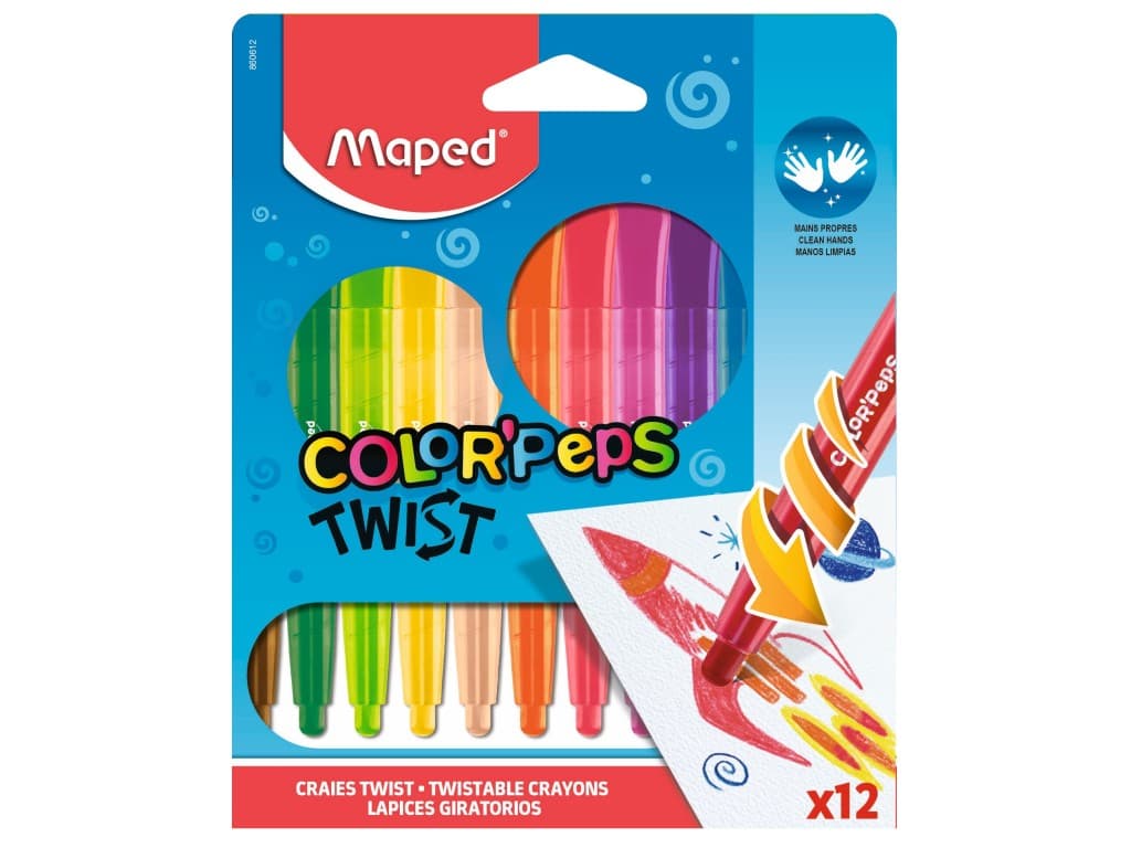 Creioane cerate Maped Color’Peps Twist 12 culori/set