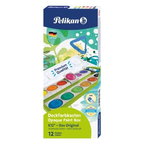 ACUARELE 12 CULORI K12 DETASABILE + ALB DE ZINC VERDE