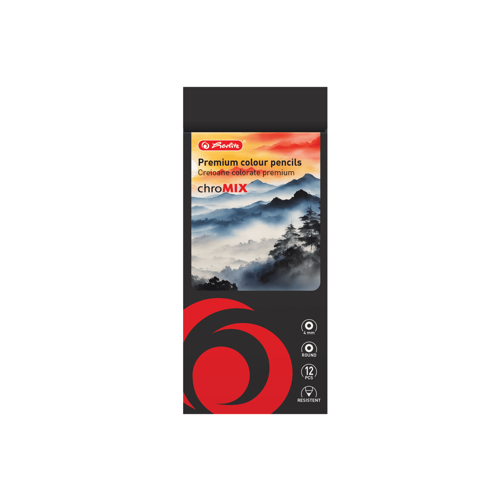 CREIOANE COLORATE ROTUNDE CORP NEGRU 4MM SET12 CUTIE BLISTER