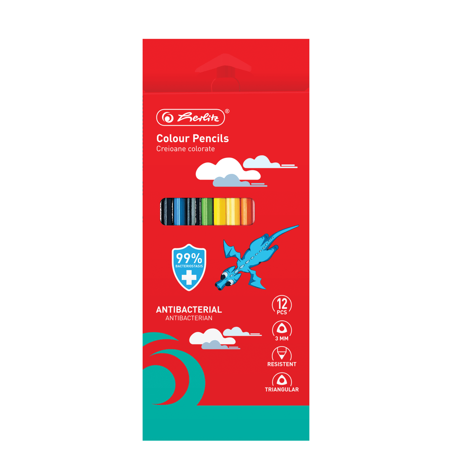 CREIOANE COLORATE TRIUNGHIULARE BACTERIOSTATICE 3MM SET12
