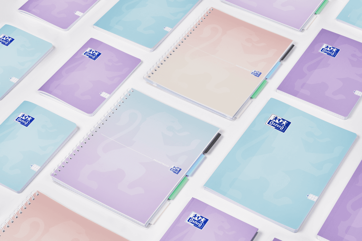 CAIET ORG OXFORD PROJECT BOOK A4 80F SCRIBZEE SPIRA PEFC PATRATELE GRADIENT PASTEL DIVERSE CULORI