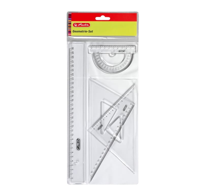 SET GEOMETRIE 4 PIESE RIGLA/RAPORTOR/2 ECHERE HERLITZ