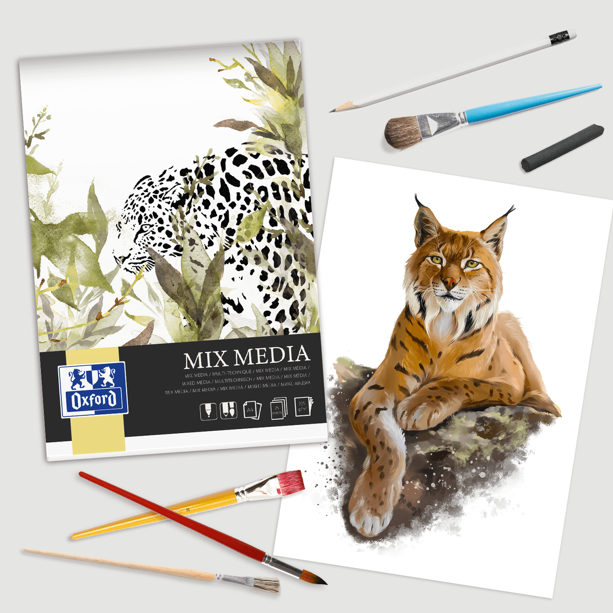 BLOC DESEN OXFORD MIX MEDIA A4 25F 225G/MP FSC� MIX70% COLECTIA ARTISTIC