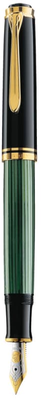 STILOU SOUVERAN M600 F PENITA AUR14K+ACCESORII PLACATE AUR NEGRU/VERDE
