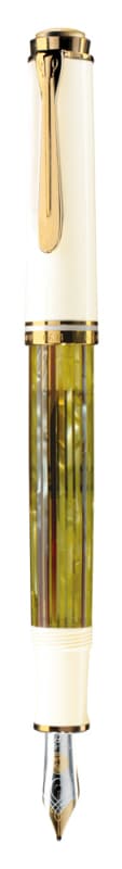 STILOU SOUVERAN M400 EF TORTOISESHELL PENITA AUR 14K+ACCESORII PLACATE AUR ALB/VERDE