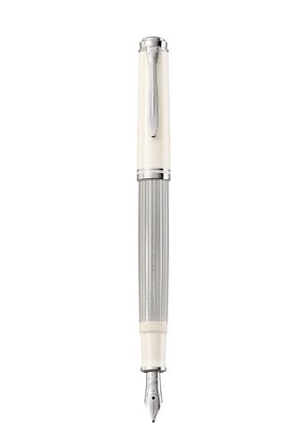 STILOU SOUVERAN M405 F PENITA AUR 16K ACCESORII PLACATE ARGINT SILVER-WHITE CUTIE CADOU