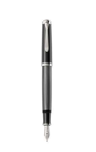 STILOU SOUVERAN M605 F STRESEMANN PENITA AUR 14K+ACCESORII PLACATE PALADIU ANTRACIT/DUNGI