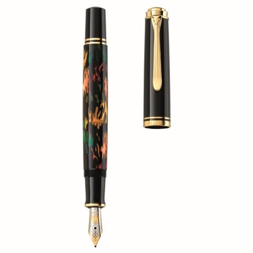 STILOU SOUVERAN M600 EF ART COLLECTION GLAUCO CAMBON PENITA AUR 14K+ACCESORII PLACATE AUR24K NEGRU CUTIE CADOU