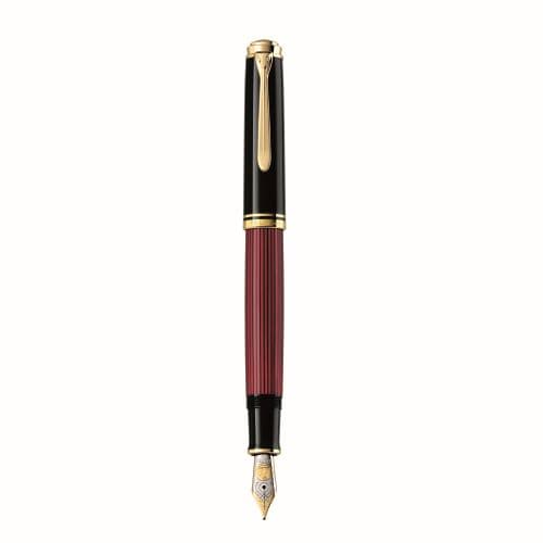 STILOU SOUVERAN M800 M PENITA AUR 18K+ACCESORII PLACATE AUR CORP NEGRU/ROSU