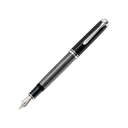 STILOU SOUVERAN M805 M STRESEMANN PENITA AUR 18K+ACCESORII PLACATE PALADIU NEGRU/DUNGI