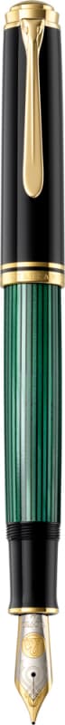 STILOU SOUVERAN M1000 F PENITA AUR18K+ACCESORII PLACATE AUR NEGRU-VERDE
