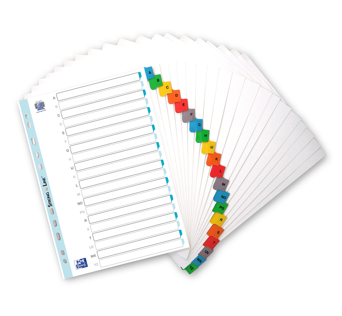 INDEX CARTON ALFABETIC OXFORD A4 A-Z 20F/SET 170G/MP ALB MARGINE COLOR