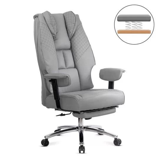 Scaun directorial gri OFF 421 rezistent pana la 150 kg cu suport pentru picioare