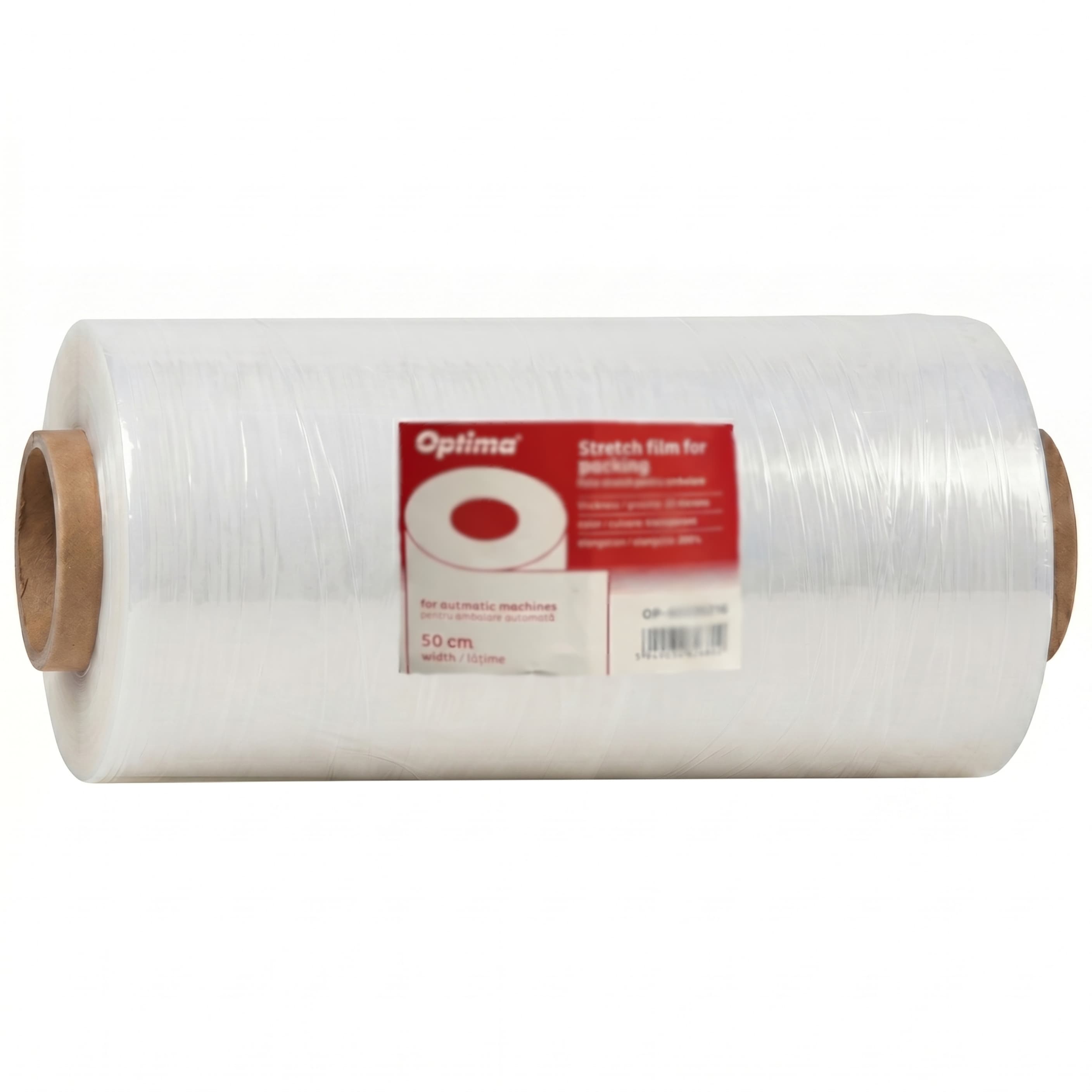 Folie stretch transparenta Optima, 50cm latime, 15microni, elongatie 300% - masini automate