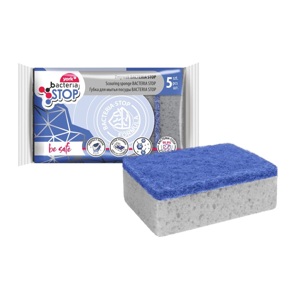 Bureti pentru spalat vase, 9x6x3cm, igienizat cu Ultra-Fresh DW 30, 5 buc/set, YORK Bacteria Stop